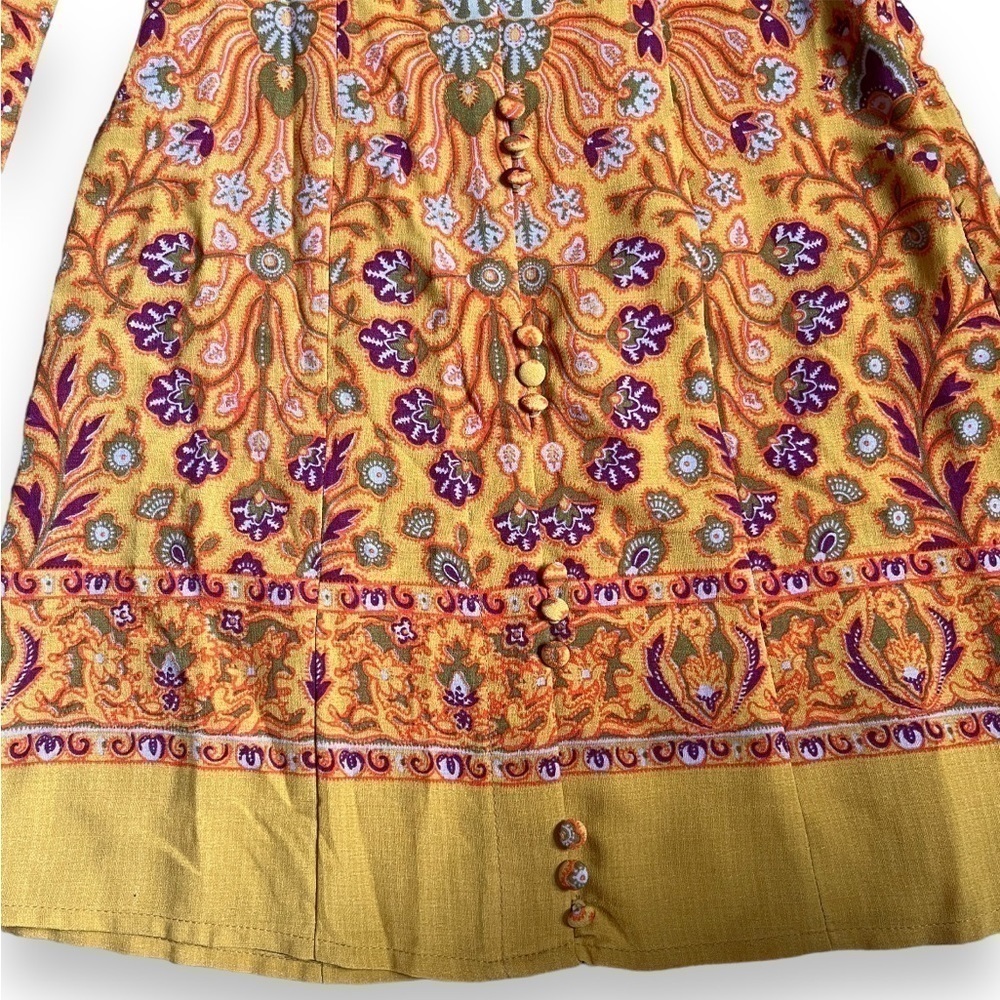 NWT Urban Outfitters Orange Floral 70s-Inspired Mini Dress XS - Picture 5 of 9